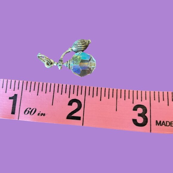 Vintage 925 Silver Crystal Perfume Bottle Charm Pendant Charm Art Deco Design - Picture 8 of 9